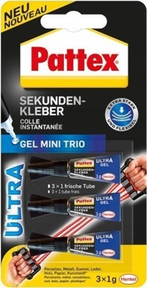 Attēls no Pistolet do kleju Pattex Pattex Sekundenkleber Mini-Trio Gel, 3 Tuben mit je 1g