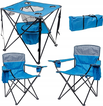 Attēls no PLATINET CAMPING SET 2x CHAIR PADDED 55x55x44/90 CM + 1x TABLE 59x59x60 cm BLUE [461375]