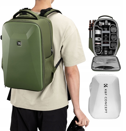 Изображение Plecak Fotograficzny Foto Na Aparat Lustrzank Dslr Do Canon Nikon Sony / K&f / Kf13.134v3 Zielony