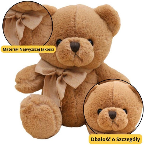 Изображение Pluszowa Maskotka Przytulanka Duy Mi Z Kokardk Brzowy 40cm