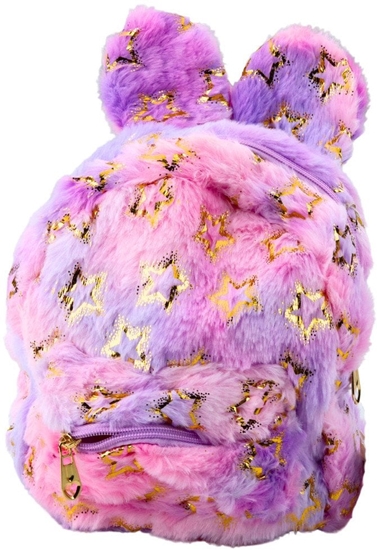 Picture of Pluszowy Plecak Uszy Zote Gwiazdki Dziecicy Fioletowo Róowy LEAN