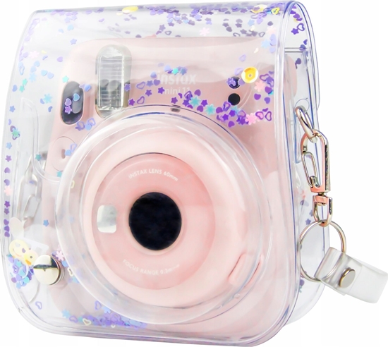 Picture of Pokrowiec LoveInstant Instax Mini 11 / Przezroczysty Fioletowe Cekiny