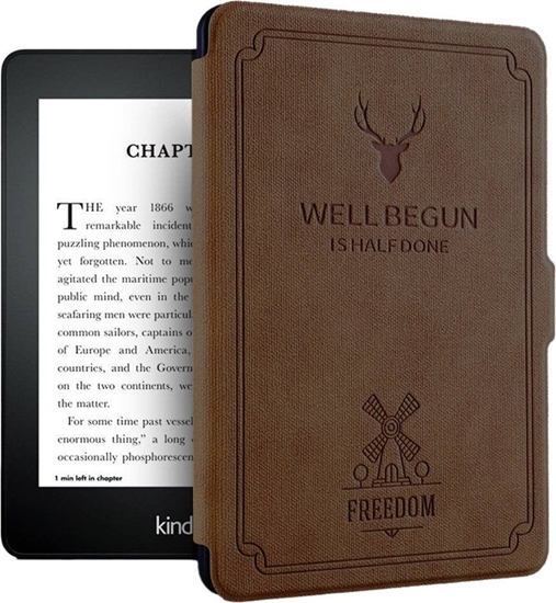Изображение Pokrowiec Strado Etui futera Smart Motto do Kindle Paperwhite 1/2/3 (Brzowe) uniwersalny
