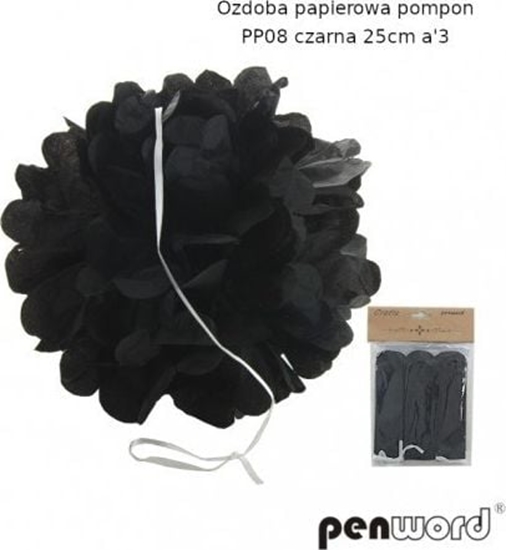 Picture of Polsirhurt Pompon papierowy czarny 25cm pp08