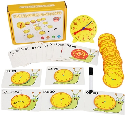 Attēls no Pomoc Dydaktyczna Edukacyjna Nauka Godzin Zegar Karty Pisak Suchocieralny