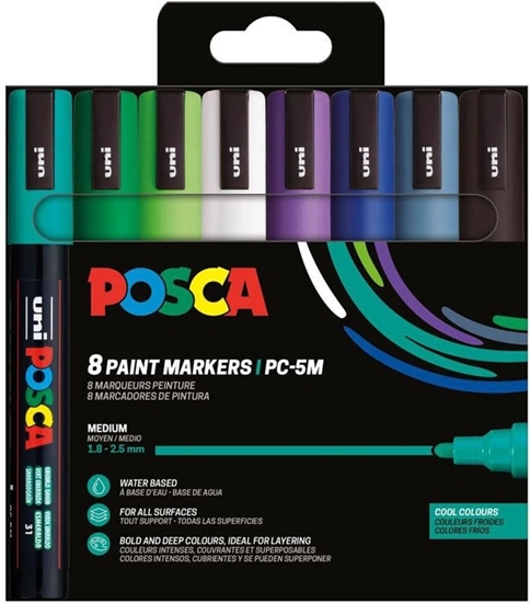 Picture of POSCA PC-5M 8stk Kolde Farver