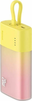 Изображение Baseus Baseus Popsicle 5200mAh 20W Powerbank with Built-in Lightning Cable (+ White Baseus Simple USB-C - USB-C 60W/20V/3A/30cm Cable) - Yellow-Pink