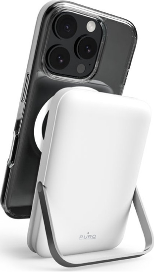 Picture of Powerbank bezprzewodowy Puro 10000mAh MagSafe z podstawk aluminiow - biay