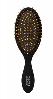 Attēls no Prabangus epetys plaukams OSOM Professional Hair Brush With Gold Plated Pins OSOMP2260, su nerdijanio plieno auksu padengtais ereliais, juodos spalvos