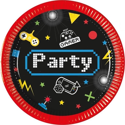 Attēls no PROCOS Talerzyki papierowe 20cm 8 szt Gaming Party