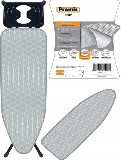 Изображение Promis Pokrowiec na desk do prasowania PROMIS 105-120cm na 30-40cm BAWENA+PIANKA