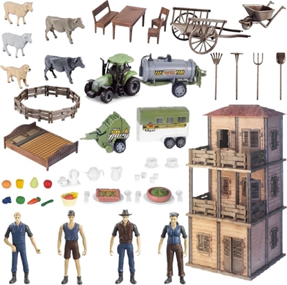 Изображение ProNice DUY ZESTAW FARMA Z DOMKIEM ROLNIKA ROLNICY GOSPOSIA ZWIERZTA NARZDZIA