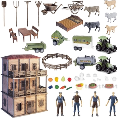 Attēls no ProNice ZESTAW FARMA DWA TRAKTORY DOMEK ZWIERZTA ROLNICY GOSPODYNI GOSPODARSTWO