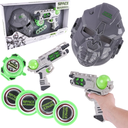 Изображение ProNice ZESTAW KOSMICZNY WOJSKOWY PISTOLET MASKA LED DWIK MIECZ WIETLNY