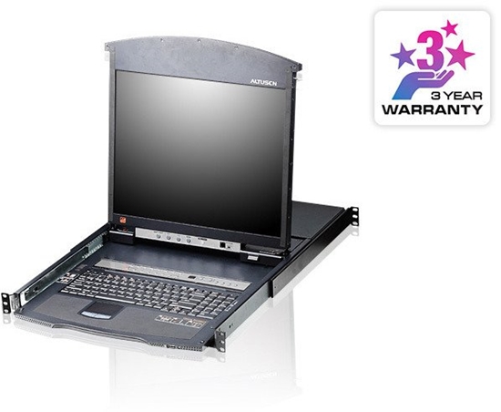 Picture of Przecznik KVM ATEN KL1516AM, TFT 43 cm, VGA, PS/2-USB over Kat 5, 16 portów, niemiecki ukad klawiatury