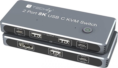 Attēls no Przecznik Techly TECHLY KVM USB-C Switch 8K DisplayPort 1.4 2xUSB-C 3xUSB 2.0 (365528) - 46280610