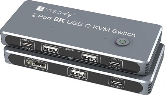 Picture of Przecznik Techly TECHLY KVM USB-C Switch 8K DisplayPort 1.4 2xUSB-C 3xUSB 2.0 (365528) - 46280610