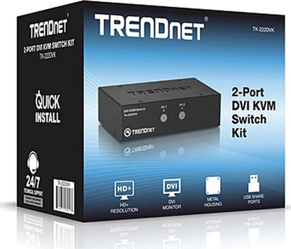 Attēls no Przecznik TRENDnet KVM 2-port DVI Switch Kit - TK-222DVK