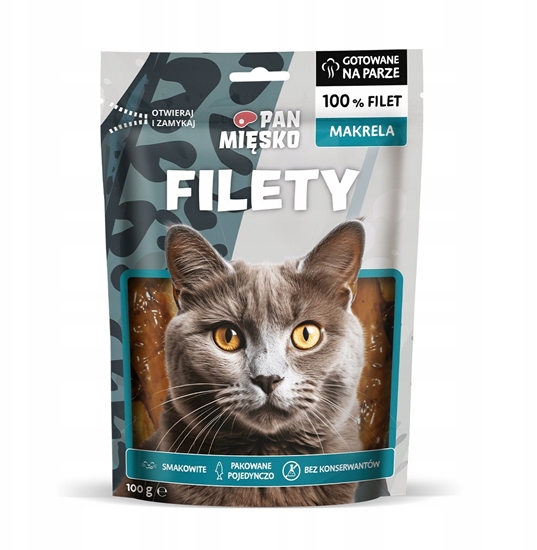 Изображение Przysmak dla kota Filety Makrela (dorosy) 100g