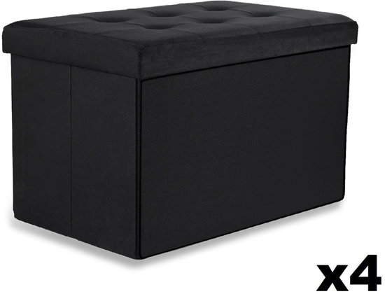 Picture of Pufa skadana XL z guzikami - 60x38x38cm aksamit czarna x 4