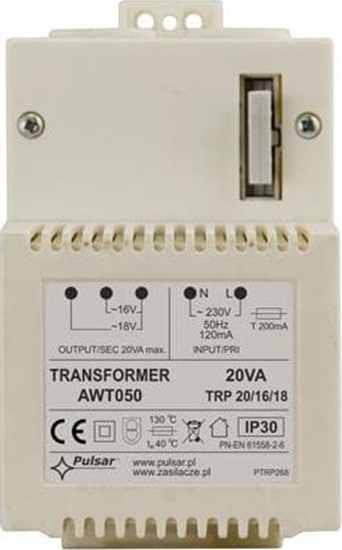 Picture of Pulsar Transformator PULSAR AWT050 TRP 20VA/16V/18V