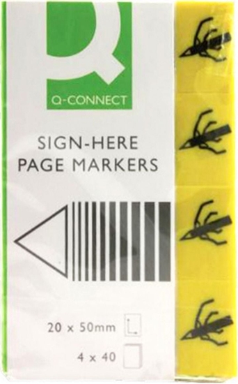 Picture of Q-Connect Zakadki indeksujce Q-CONNECT Sign-here, papier, 20x45mm, 4x40 kart., óty