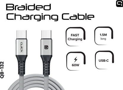 Attēls no Kabel USB Quick USB-C - USB-C 1.5 m Szary (4752168141274)