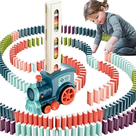 Picture of Qulki KOLEJKA POCIG LOKOMOTYWA UKADAJCA KLOCKI DOMINO CIUCHCIA DOMINO POCIG DO KLOCKÓW LED