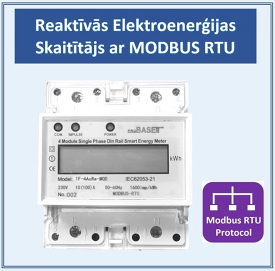 Picture of Reaktīvās Enerģijas un Jaudas Vienfāzes Elektrības Skaitītājs, 100A, Modbus RTU RS485, 4DIN