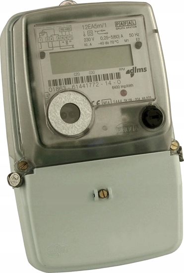 Picture of Red`s Music Licznik energii prdu 1-fazowy 5/60A 12EA5rn-G11-WZ wzorcowany jednotaryfowy elektroniczny na podlicznik Pafal Apator