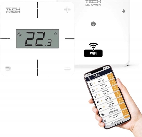 Изображение Regulator bezprzewodowy pokojowy T2 X WiFi z moduem wykonawczym, monta natynkowy