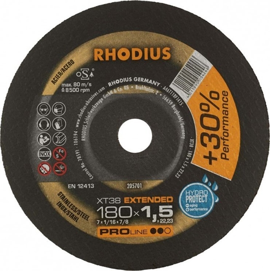Изображение Rhodius Rhodius XT38 205701 Skæreskive lige 180 mm 22.23 mm 1 stk