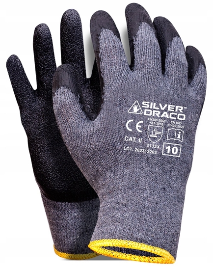 Изображение RKAWICE DZIANINOWE POWLEKANE GUM SILVER DRACO CZARNE 9