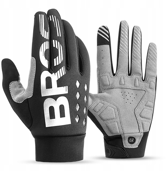 Изображение Rkawiczki rowerowe Rockbros ocieplane, dugie, rozmiar: L - czarno-szare