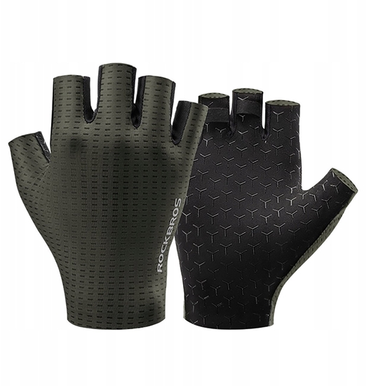 Изображение Rkawiczki rowerowe Rockbros oddychajce, krótkie palce, rozmiar: L - zielone