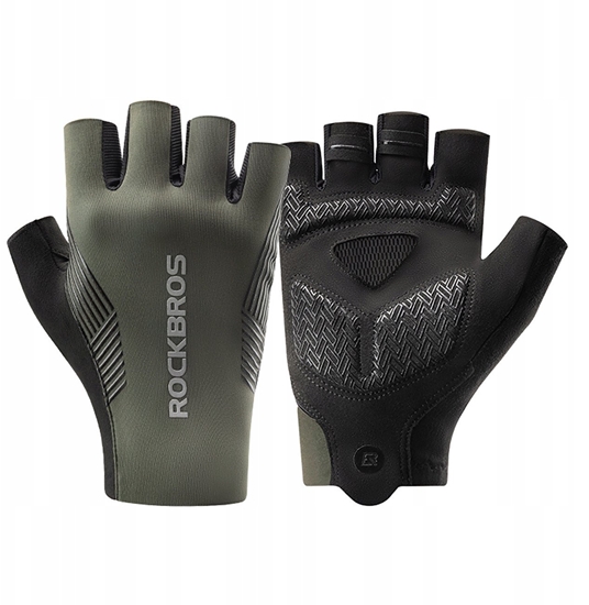 Изображение Rkawiczki rowerowe Rockbros wiosna/lato/jesie, krótkie palce, rozmiar: XL - zielone