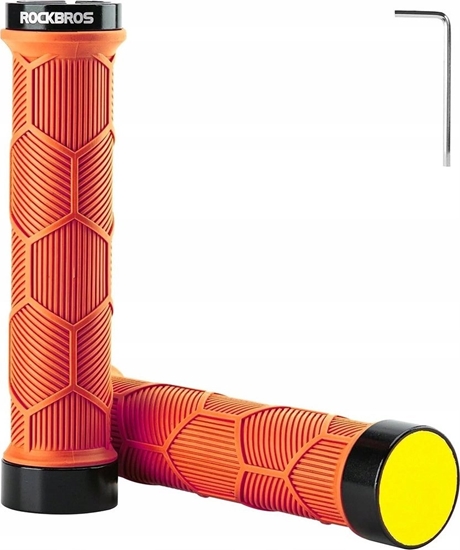 Picture of RockBros Gripy rczki chwyty rowerowe TPR z odblaskiem - pomaraczowe ROCKBROS