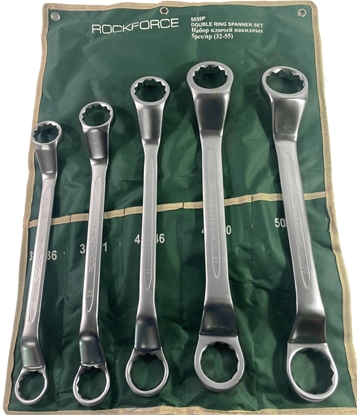 Attēls no Rockforce Klucze oczkowe odgite Zestaw 5 el. 32- 55 mm CrV