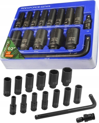 Attēls no Rockforce Zestaw nasadek udarowych 1/2"  15el.