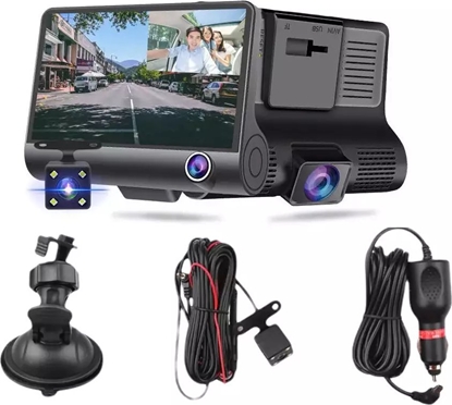 Picture of RoGer 3in1 Car video recorder with integrated front / rear / inside camera /  Full HD / 170 degree view