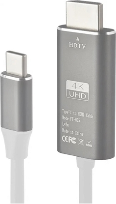 Изображение RoGer FT-H05 USB-C to HDMI UltraHD 4K@30Hz Cable 2m / white