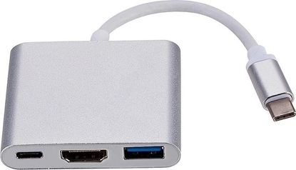 Attēls no RoGer Multimedia Adapter Type-C to HDMI (4K @ 30Hz, 1080P @ 60Hz) + USB 3.0 Silver