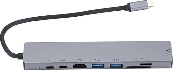 Изображение RoGer USB-C HUB 8in1 with USB-C PD / USB 3.0 x2 / RJ45 / HDMI / SD / TF card reader