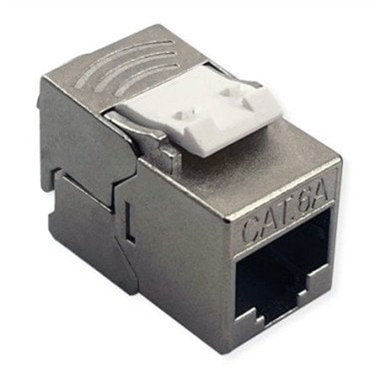 Picture of Roline Keystone Jack, Cat.6A (Class EA), RJ-45, STP, tool-free, SLIM and SHORT, silver