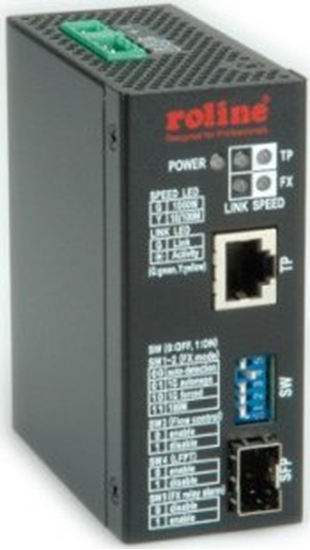 Picture of Roline Industrial Converter, 10/100/1000T - 100/1000 Fiber