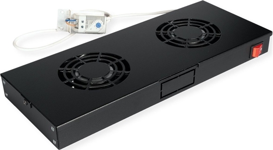 Picture of Roline 19-inch fan unit 2 fans, Thermostat black