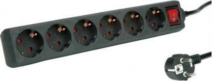 Изображение ROLINE Power Strip, 6-way, with Switch, black, 3 m