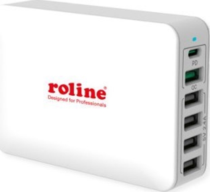 Изображение USB Charger, 6 Ports (4x USB A, 1x USB C, 1x USB A QC3.0), max. 60W,  ROLINE