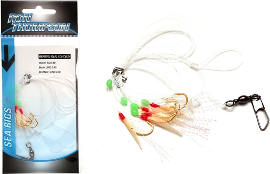 Picture of Ron Thompson Rig1 Herring Real Fish Skin 5 #8 Hooks Gold 0.30/0.40mm (42604)