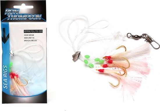 Изображение Ron Thompson Rig2 Herring Real Fish Skin 5 #8 Hooks Gold 0.60/0.50mm (42605)